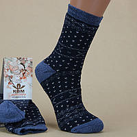Махровые носки женские зимние с узором КВМ 23-25 р. высокие, темно-синий