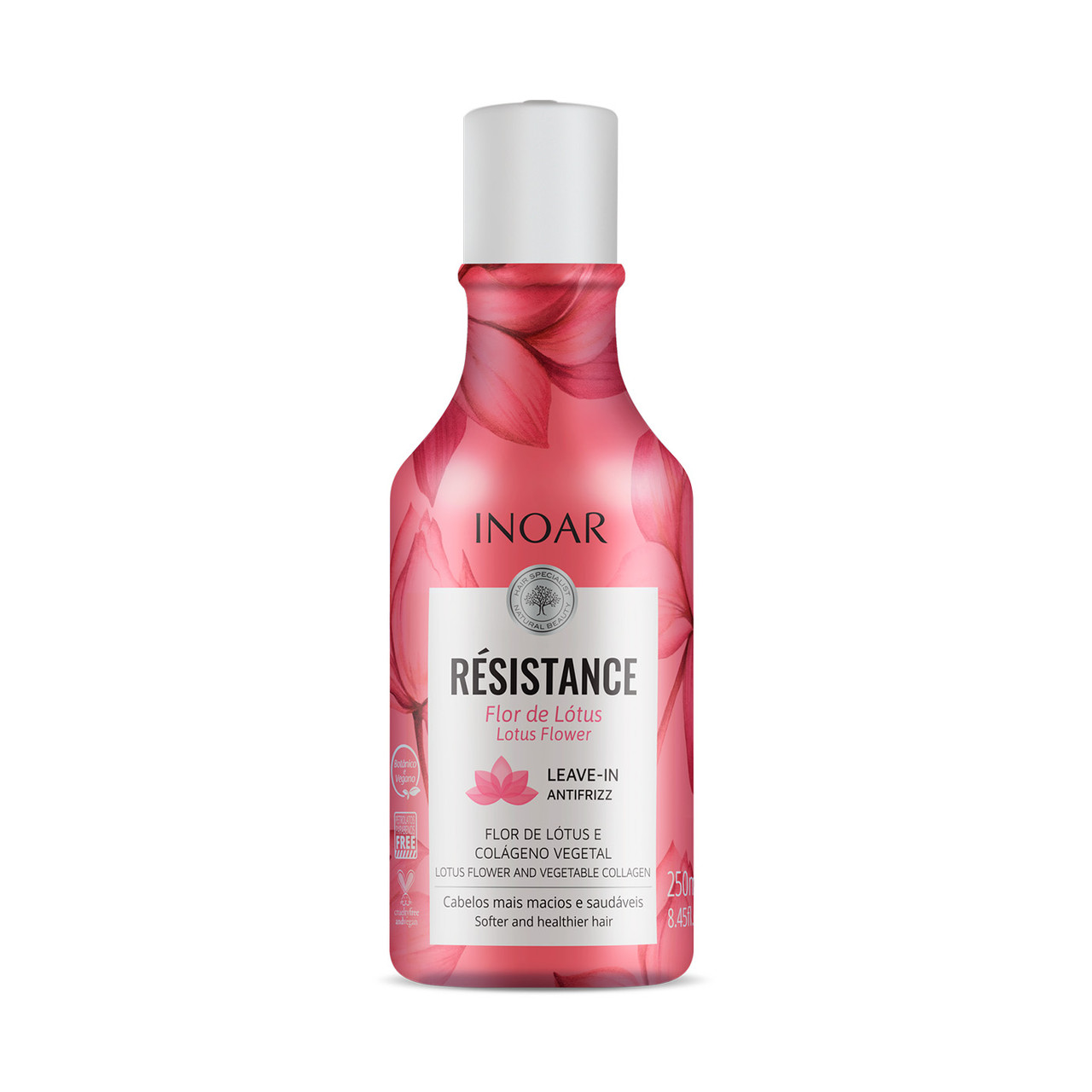 Молочко термозахист для тонкого волосся з колагеном Inoar Resistance Flor de Lotus Leave-In, 250ml