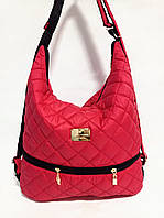 Женская сумка-рюкзак стёганая 30*40см красная (200-935)