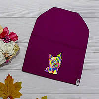 Женская шапка с разноцветной собачкой