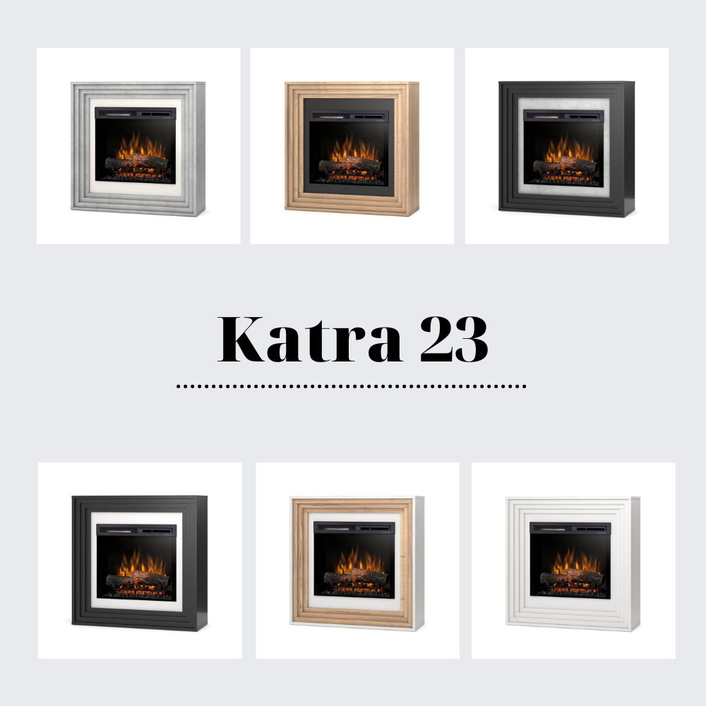 Електрокамін Katra з 23-дюймовою вставкою Бетон/Гермо-білий глянець
