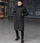 Зимовий парка чоловіча тепла | Куртка-пальто чоловіча зимова довга з капюшоном. Живе фото, фото 10