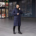 Зимовий парка чоловіча тепла | Куртка-пальто чоловіча зимова довга з капюшоном. Живе фото, фото 5