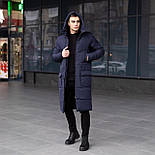 Зимовий парка чоловіча тепла | Куртка-пальто чоловіча зимова довга з капюшоном. Живе фото, фото 4