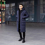 Зимовий парка чоловіча тепла | Куртка-пальто чоловіча зимова довга з капюшоном. Живе фото, фото 3