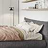 Ліжко двоспальне м'яке дизайнерське MeBelle OLANO 160х200 см в сучасному стилі, сірий шеніл, рогожка, фото 4