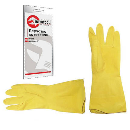 Рукавичка латексна 7"/S INTERTOOL SP-0016, фото 2
