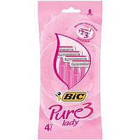 Набор одноразовых станков для бритья BiC Pure 3 Lady Pink, 4 шт