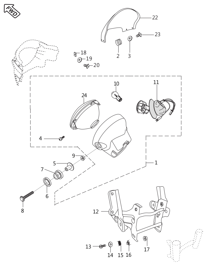 Фара главного света в сборе Bajaj Boxer BMX 150 PF401016 - фото 1 - id-p1693351507