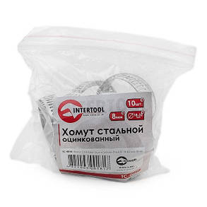 Хомут сталевий оцинкований 8 мм D 18-32 мм INTERTOOL TC-0018, фото 2