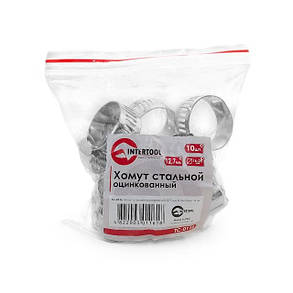 Хомут сталевий оцинкований 12,7 мм D 16-25 мм INTERTOOL TC-0116, фото 2