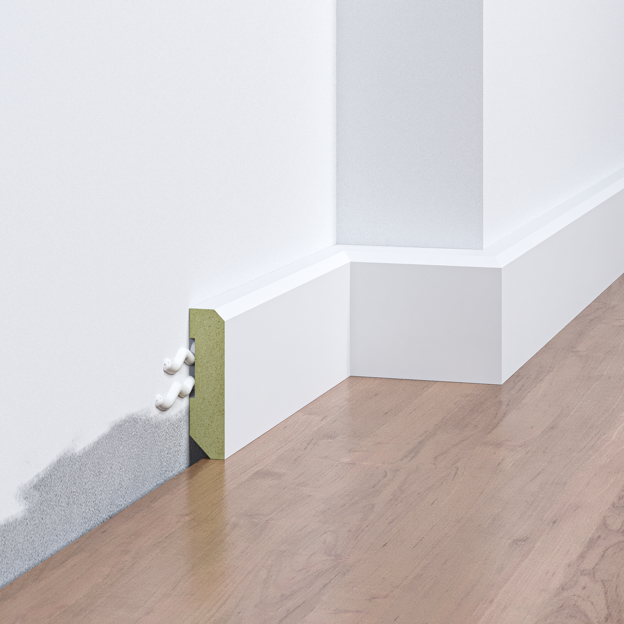 Плінтус МДФ накладний FSPRO 1040F3 фарбований 2,8м Білий (P.MDF1040F3W)