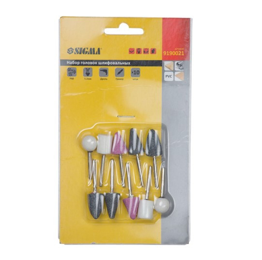 Точильні камені для дриля 10шт хвостовик Ø3.2мм SIGMA 9190021
