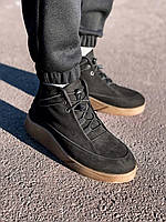 Зимние ботинки мужские кроссовки замшевые коричневые из натуральной кожи с мехом 6999