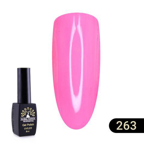 Гель лак Global Fashion Black Elite №263 яскраво-рожевий 8 ml