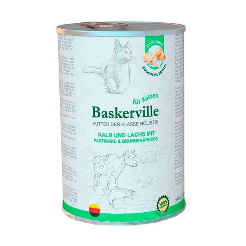Baskerville Holistic Телятина та лосось з пастернаком та крес-салатом для котів-400гр
