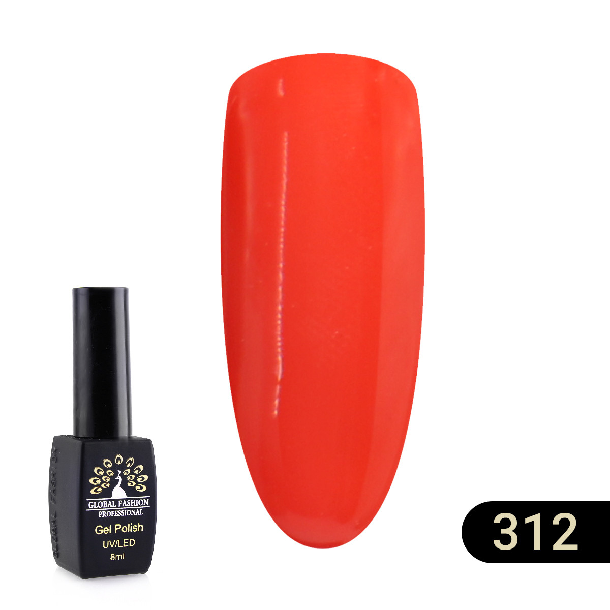 Гель лак Global Fashion Black Elite №312 помаранчевий 8 ml