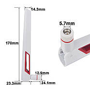 2 шт. антена WiFi універсальна 8dBi 2.4-5.8 GHz RP SMA для маршрутизаторів, модемів, репітерів, фото 5