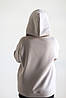 Худі утеплене жіноче оверсайз турецька тринитка на флісі колір сірий меланж, фото 7