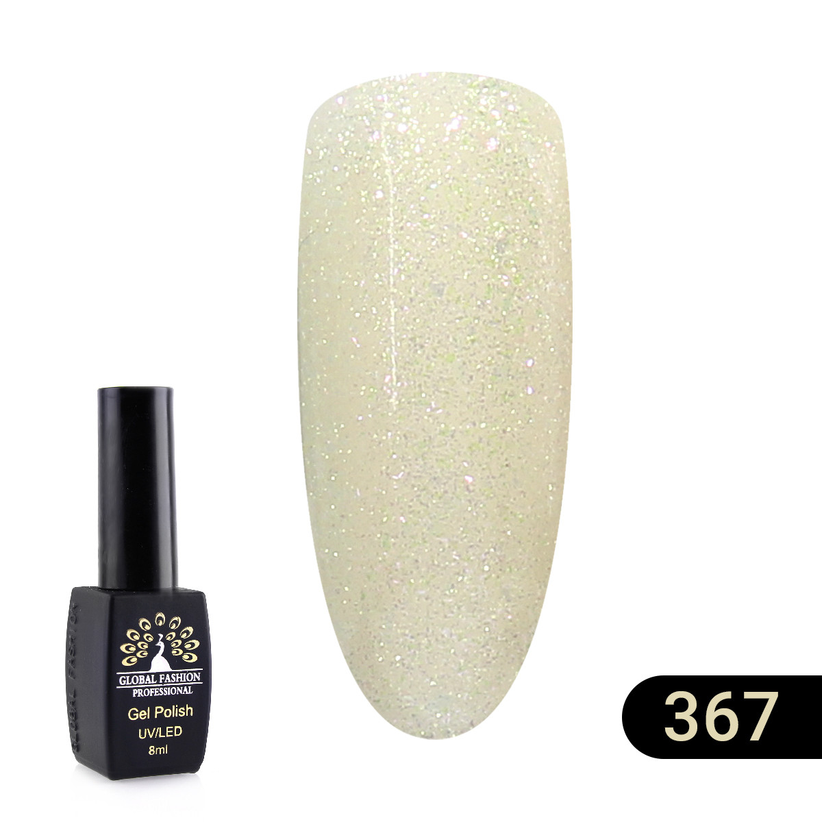 Гель лак для нігтів з блискітками №367 Global Fashion 8ml