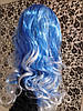 Перука довгий каскад хвиля блакитний із білим,50 см, фото 2