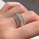 Яскрава широка каблучка в сріблі з фіанітами Індіана, фото 3