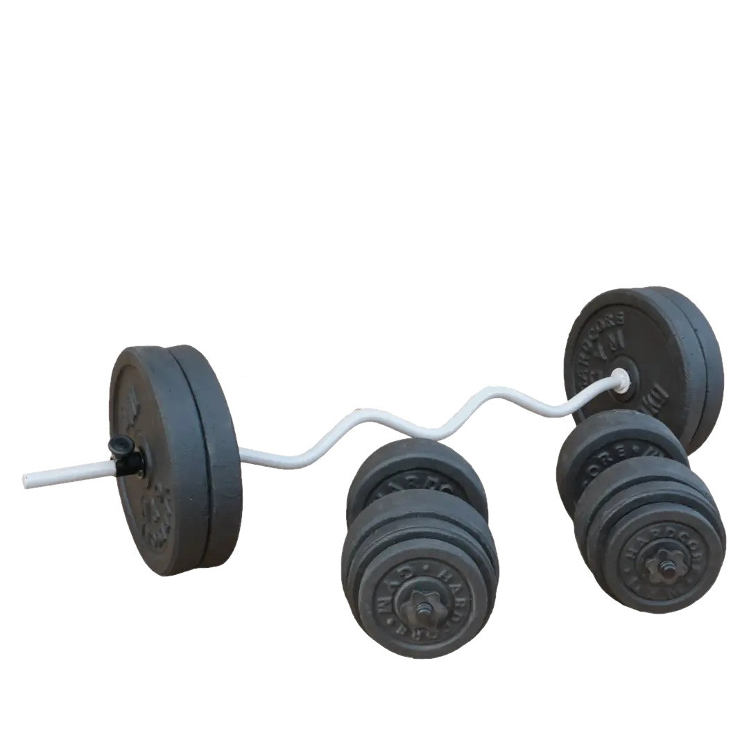 Комплект 83 кг Штанга з W-подібним грифом набірна 145см + гантелі з гранілітовими дисками не метал R_8918