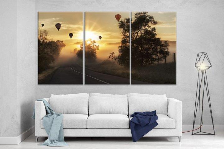 Модульна картина на полотні на стіну для інтер`єру/спальні/прихожої DK Захід сонця і кулі 159x99 см (XL145)