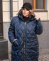 Довге жіноче зимове пальто плащівка на синтипоні 230 великого розміру, фото 2