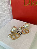 Діор перлинні сережки з підвіскою / сережки — кульки Діор у брендовому пакованні люкс, фото 4