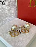 Діор перлинні сережки з підвіскою / сережки — кульки Діор у брендовому пакованні люкс, фото 5