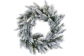 Новорічна прикраса вінок із засніженої хвої 60 см