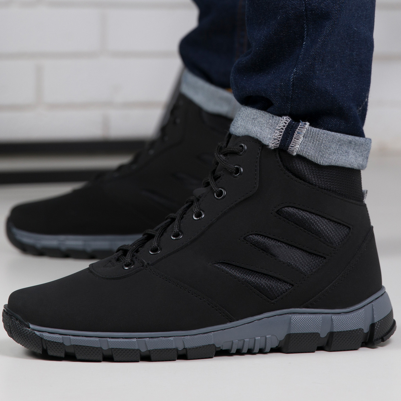 Черевики чоловічі чорні на хутрі -20°C