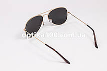 Сонцезахисні окуляри З ДІОПТРІЯМИ ДЛЯ ЗОРУ в стилі Ray-Ban у золотистій оправі з темно-сірою лінзою, фото 3