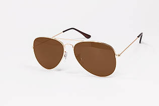 Сонцезахисні окуляри З ДІОПТРІЯМИ ДЛЯ ЗОРУ у стилі Ray-Ban в золотистій оправі з коричневою лінзою