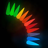 Зелений, салатовий неоновий люмінесцентний гель лак, що світиться в темряві для нігтів Global Fashion 8мл №3, фото 3