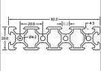 20х80 / т-слот / 1 метр  / Верстатний профіль / без покриття