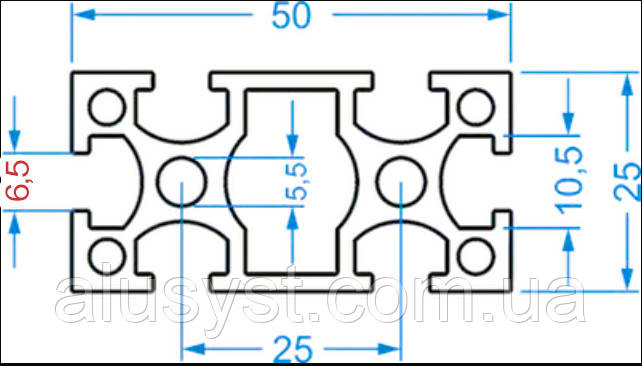 50х100 / т-слот / 1 метр / Верстатний профіль / без покриття