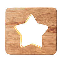 Ночник светодиодный LED деревянный детский  Wood Dream "Звезда" Дуб
