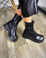 Женские черные ботинки экокожа Деми