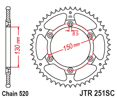 Привідна зірка задня JT JTR251.49SC