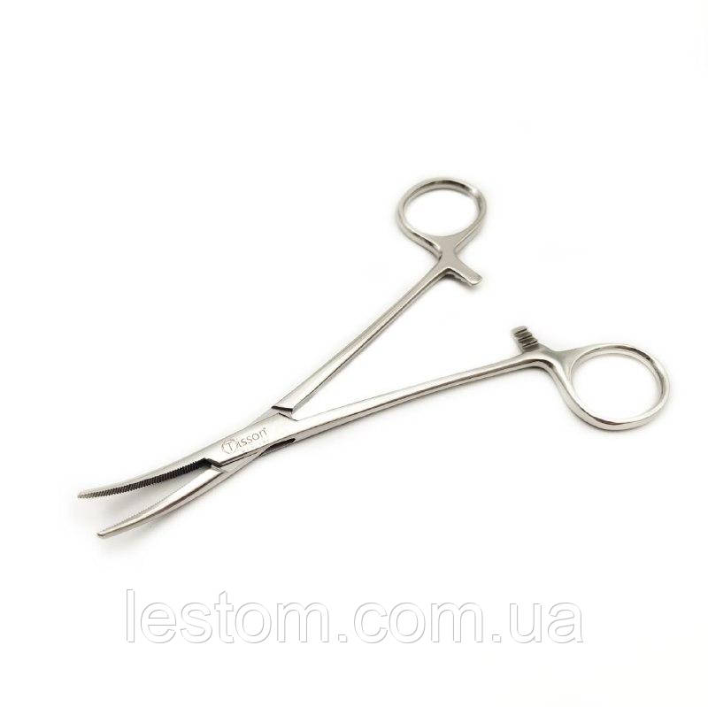 Затискач по Leriche, зігнутий Tisson Medical.  Довжина 15 cм