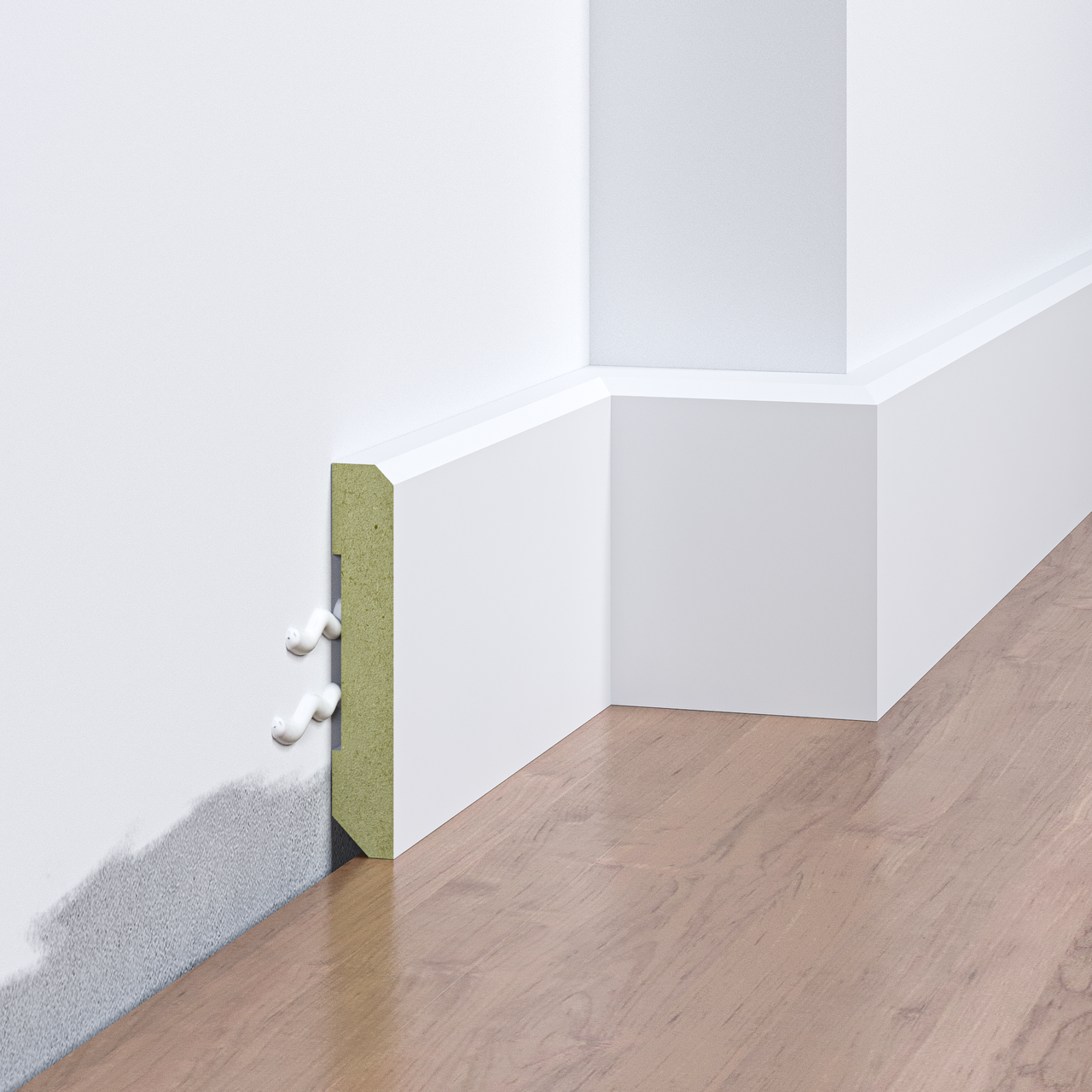 Плінтус накладний FSPRO 1060F3 МДФ 2,8 м Білий (P.MDF1060F3W), фото 1