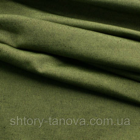 Тканина для штор бавовняна МЕЛАНЖ ФІСТАШКА/ЧОРНИЙ, фото 1