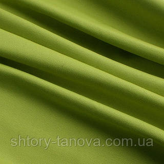 Тканина бавовна портьєрна для штор салатова однотонна 280см 232г/м² Іспанія щільна напівбавовна