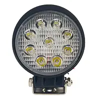 LED фара 27W 9x3W широкий луч, круглый корпус 2000 LM LED фара рабочая круглая 27W, 9 ламп, 10-30V, 6000K