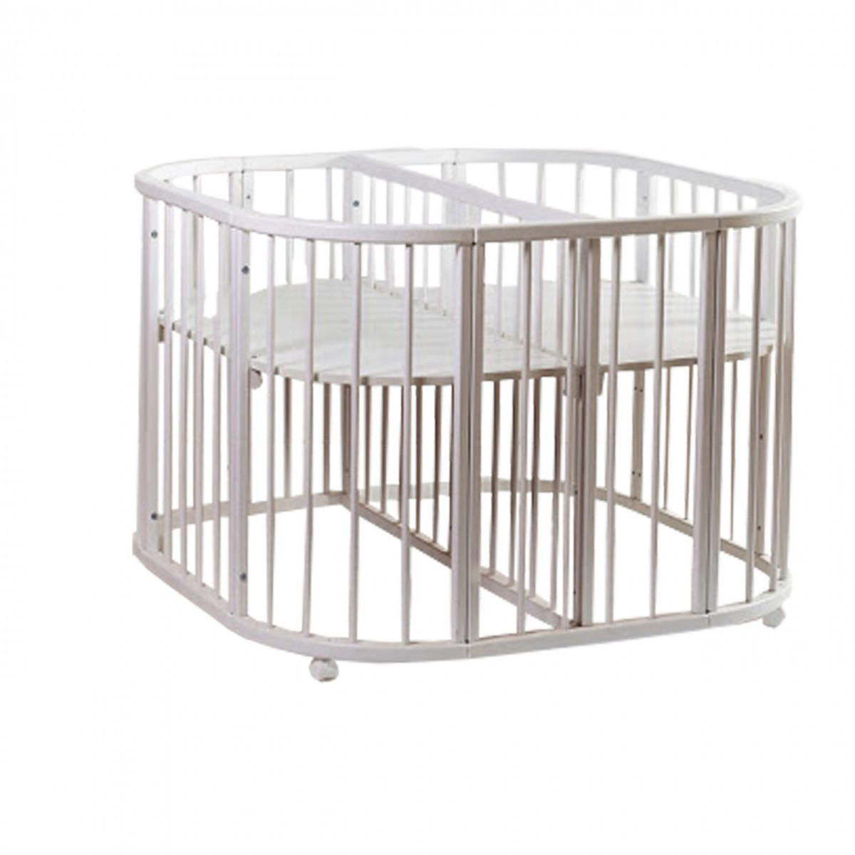 Ліжечко дитяче для двойні Twins, Білий, фото 1