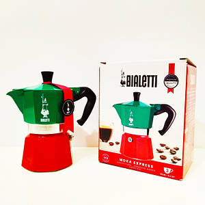 Кавоварка гейзерна Bialetti Moka Express Italia Tricolore на 3 чашки (130 мл)