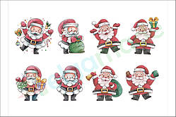 Фетр з принтом САНТА КЛАУС, 22x30 см, корейський м'який 1.2 мм