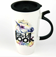 Чашка "Пегас", мікс, Термочашка керамическая с крышкой "Пегас", фото 2